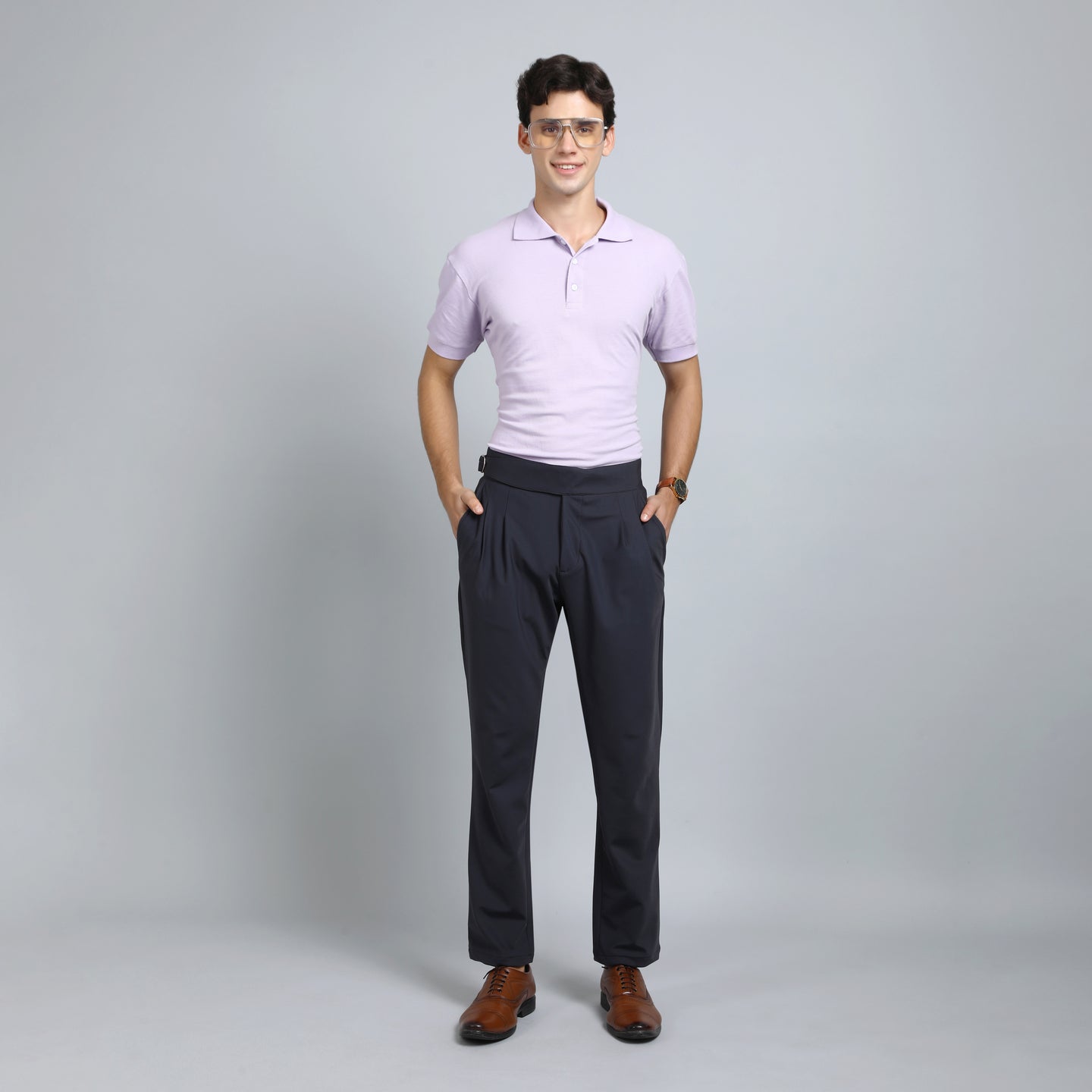 OYSTER BLACK GREY SLIM FIT GURKHA TROUSERS 4797-4